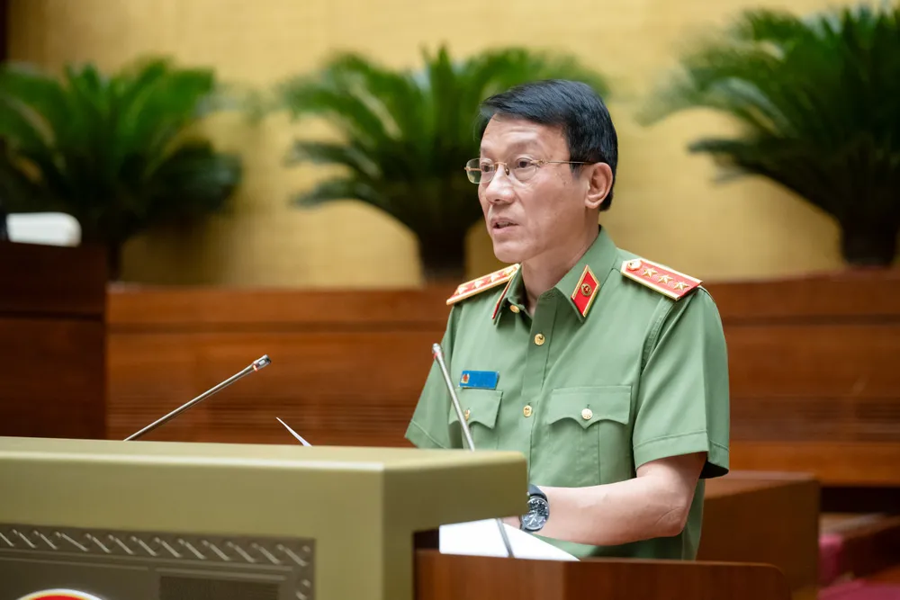 Bộ trưởng Bộ Công an Lương Tam Quang. Ảnh: PHẠM THẮNG bo-truong-cong-an-luong-tam-quang-lan-dau-trinh-du-an-luat-truoc-quoc-hoi.jpg