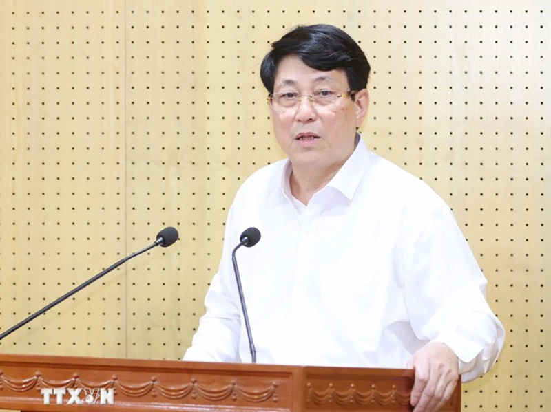 Thường trực Ban Bí thư Lương Cường phát biểu tại buổi làm việc với Ban Tổ chức Trung ương. Ảnh: TTXVN thuong-truc-ban-bi-thu-luong-cuong-lam-viec-voi-ban-to-chuc-trung-uong.jpeg
