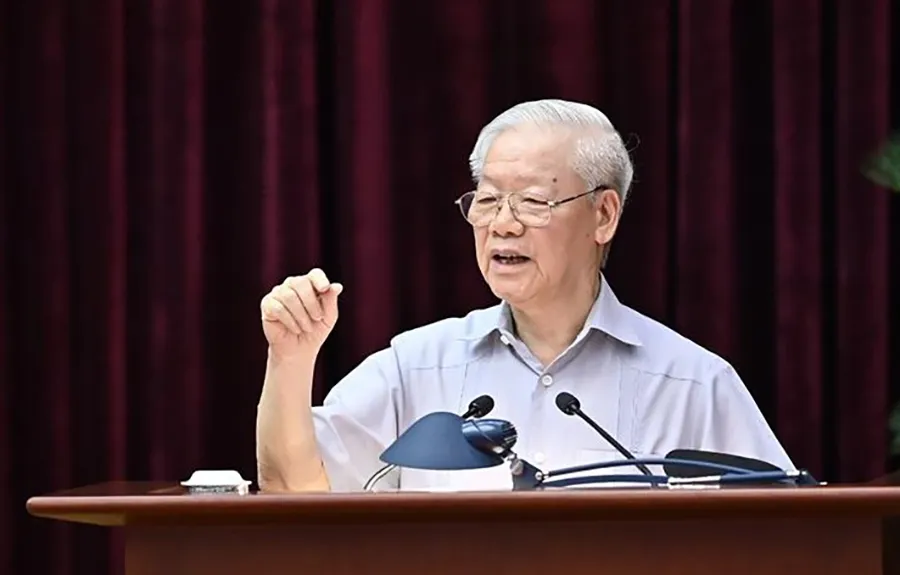 Tổng Bí thư Nguyễn Phú Trọng phát biểu tại Hội nghị toàn quốc tổng kết 10 năm công tác phòng, chống tham nhũng, tiêu cực giai đoạn 2012-2022 ngày 30-6-2022. Ảnh: UBKTTW 14-phat-ngon-an-tuong-cua-tong-bi-thu-nguyen-phu-trong-ve-phong-chong-tham-nhung-tieu-cuc-2.jpg
