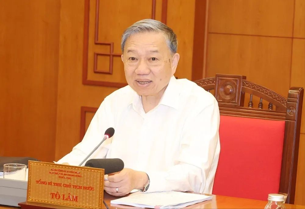 Tổng Bí thư, Chủ tịch nước Tô Lâm phát biểu kết luận. Ảnh: TTXVN Tổng Bí thư, Chủ tịch nước Tô Lâm: Chuẩn bị nhân sự quy hoạch Bộ Chính trị, Ban Bí thư khóa XIV