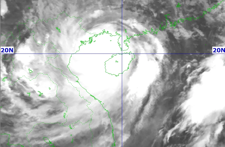 Vị trí tâm bão số 3 vào lúc 6 giờ sáng 7-9. Ảnh: TTKTTVQG