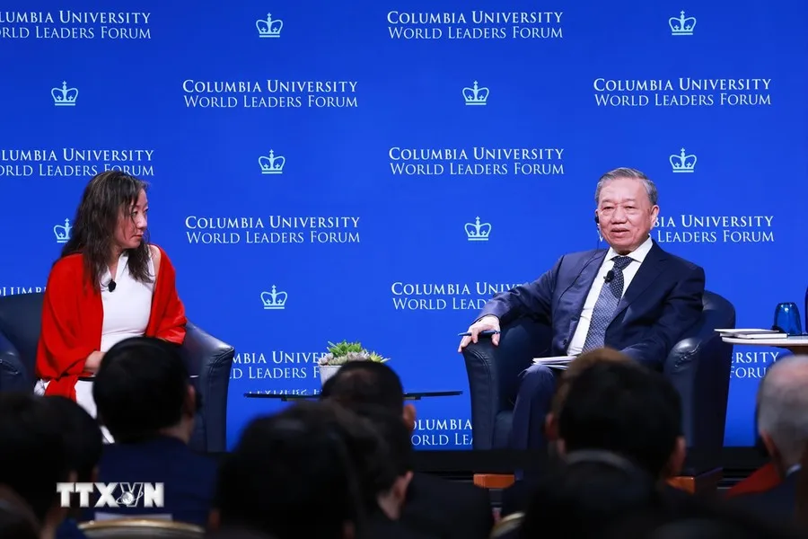 Tổng Bí thư, Chủ tịch nước Tô Lâm nói chuyện với sinh viên Đại học Columbia. Ảnh: TTXVN Toàn văn phát biểu chính sách của Tổng Bí thư, Chủ tịch nước ở Đại học Columbia
