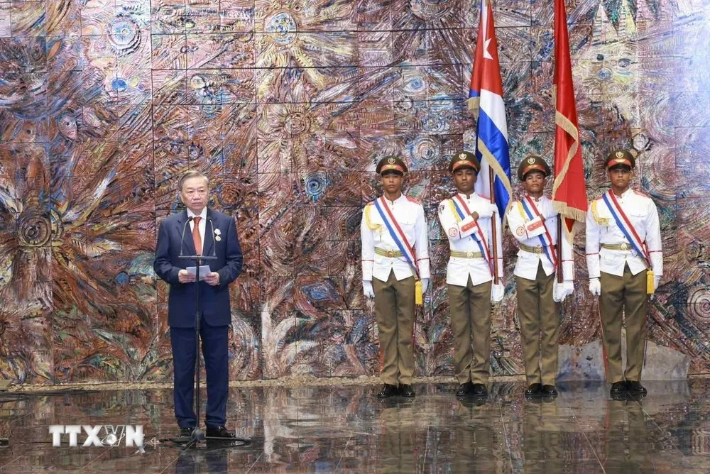 Tổng Bí thư, Chủ tịch nước Tô Lâm phát biểu. Ảnh: TTXVN cuba-trao-huan-chuong-cao-quy-cho-tong-bi-thu-chu-tich-nuoc-to-lam-3.jpg