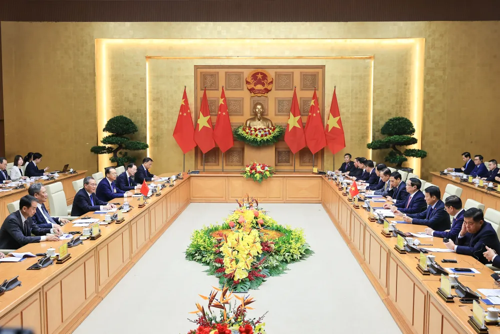 Quảng cảnh buổi hội đàm giữ Thủ tướng Phạm Minh Chính và Thủ tướng Trung Quốc Lý Cường. Ảnh: VGP Thu-tuong-pham-minh-chinh-hoi-dam-thu-tuong-trung-quoc-ly-cuong-2.jpg