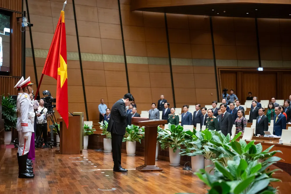 Quốc hội đã thông qua Nghị quyết bầu ông Lương Cường giữ chức Chủ tịch nước CHXHCN Việt Nam nhiệm kỳ 2021-2026. Ảnh: PHẠM THẮNG Chủ tịch nước Lương Cường: Tuyệt nhiên không nghĩ, không mơ làm đến cấp này, chức kia