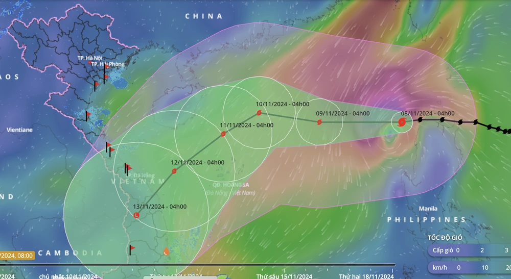 Bão YINXING giật cấp 17 vào Biển Đông, hướng vào Nam Trung Bộ bão số 7