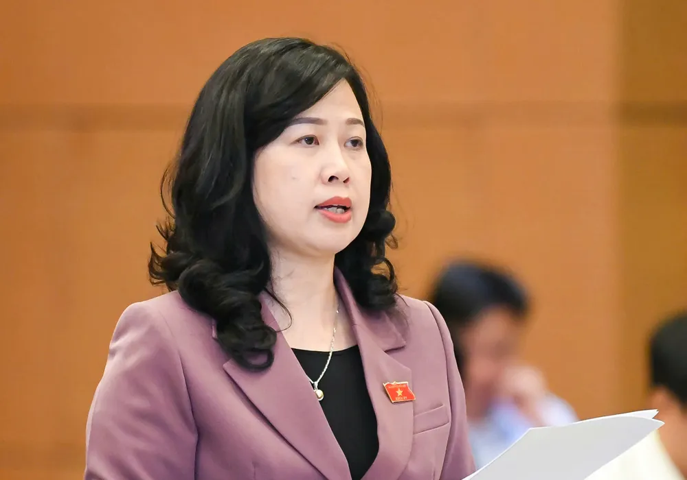 Bộ trưởng Bộ Y tế Đào Hồng Lan. Ảnh: QH Bộ trưởng Bộ Y tế Đào Hồng Lan: 'Được Quốc hội chất vấn là cơ hội để thực hiện nhiệm vụ tốt hơn'