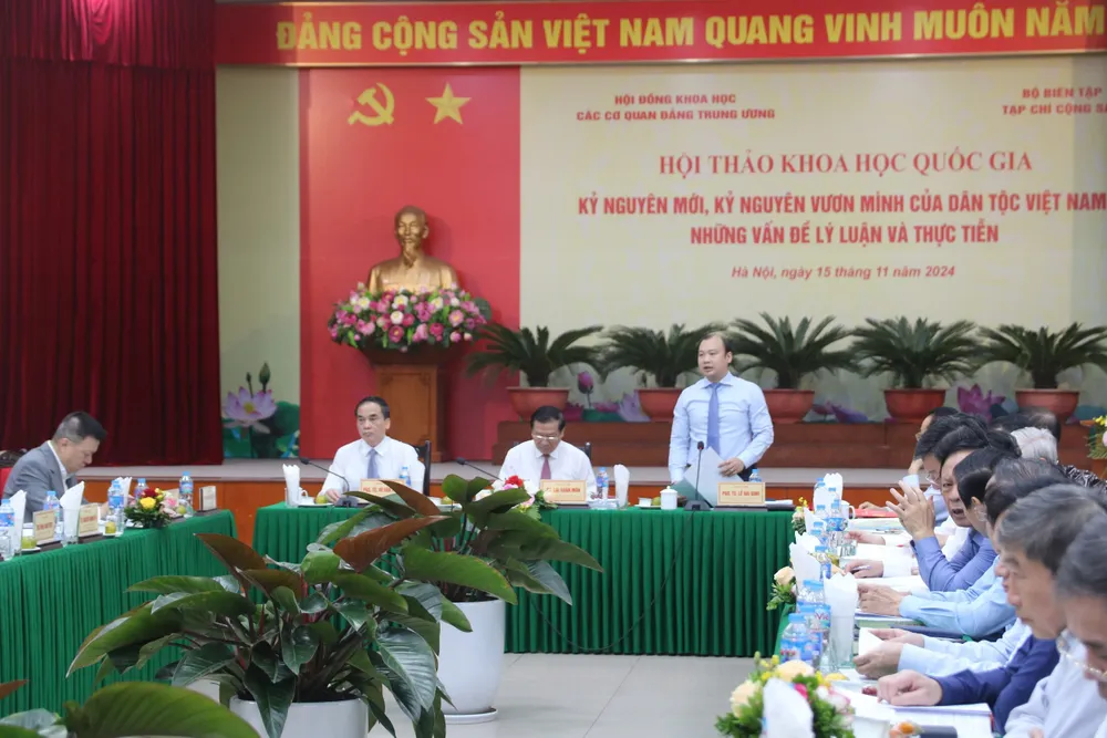 Quang cảnh hội thảo khoa học quốc gia “Kỷ nguyên mới, kỷ nguyên vươn mình của dân tộc Việt Nam - Những vấn đề lý luận và thực tiễn”. Ảnh: PHẠM HẢI ky-nguyen-moi-chay-chuc-chay-quyen-chay-quy-hoach-cham-duoc-xu-ly.jpg