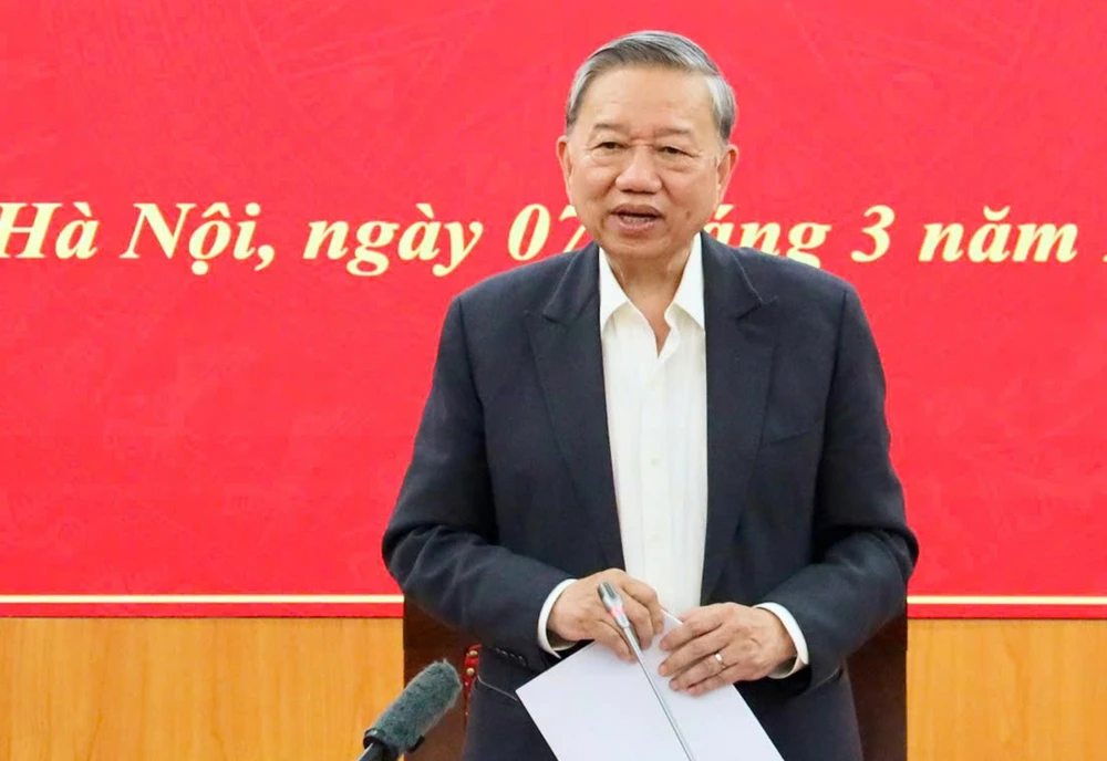 Tổng Bí thư Tô Lâm phát biểu tại buổi làm việc với Ban Chính sách, chiến lược Trung ương hôm 7-3. Ảnh: TTXVN Tổng Bí thư: Phát triển kinh tế tư nhân – đòn bẩy cho một Việt Nam thịnh vượng