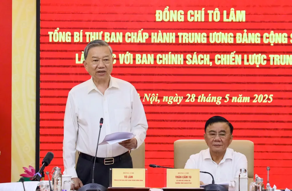 Tổng Bí thư Tô Lâm làm việc với Ban Chính sách, chiến lược Trung ương. Ảnh: CTV Tổng Bí thư Tô Lâm: Xóa bỏ thế độc quyền Nhà nước về vàng miếng