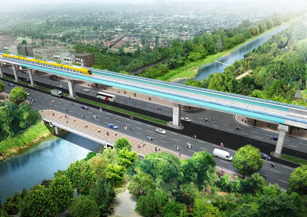 Phoi canh duong tren cao cua tuyen metro 33.000 ty o Ha Noi hinh anh 4
