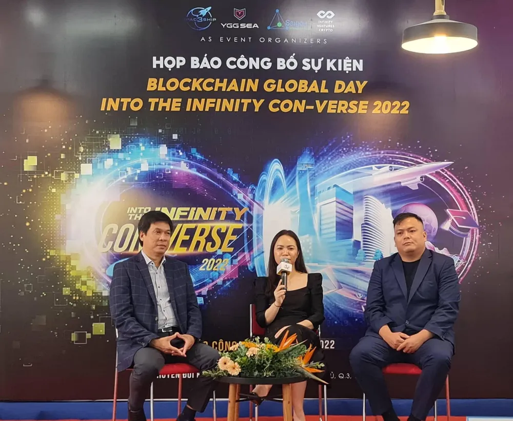 Họp báo chính thức công bố sự kiện Blockchain Global day 2022 vào sáng 7-7. Ảnh: NV