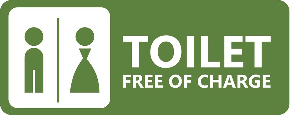 Biển báo để du khách và người dân sử dụng nhà vệ sinh miễn phí ở quận 1