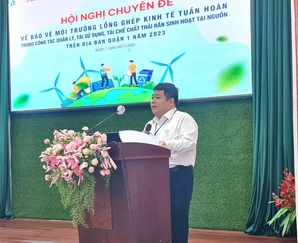 Ông Nguyễn Thanh Nguyên phát biểu tại hội nghị. Ảnh: NC rác thải nhựa 2 ong nguyen.jpg