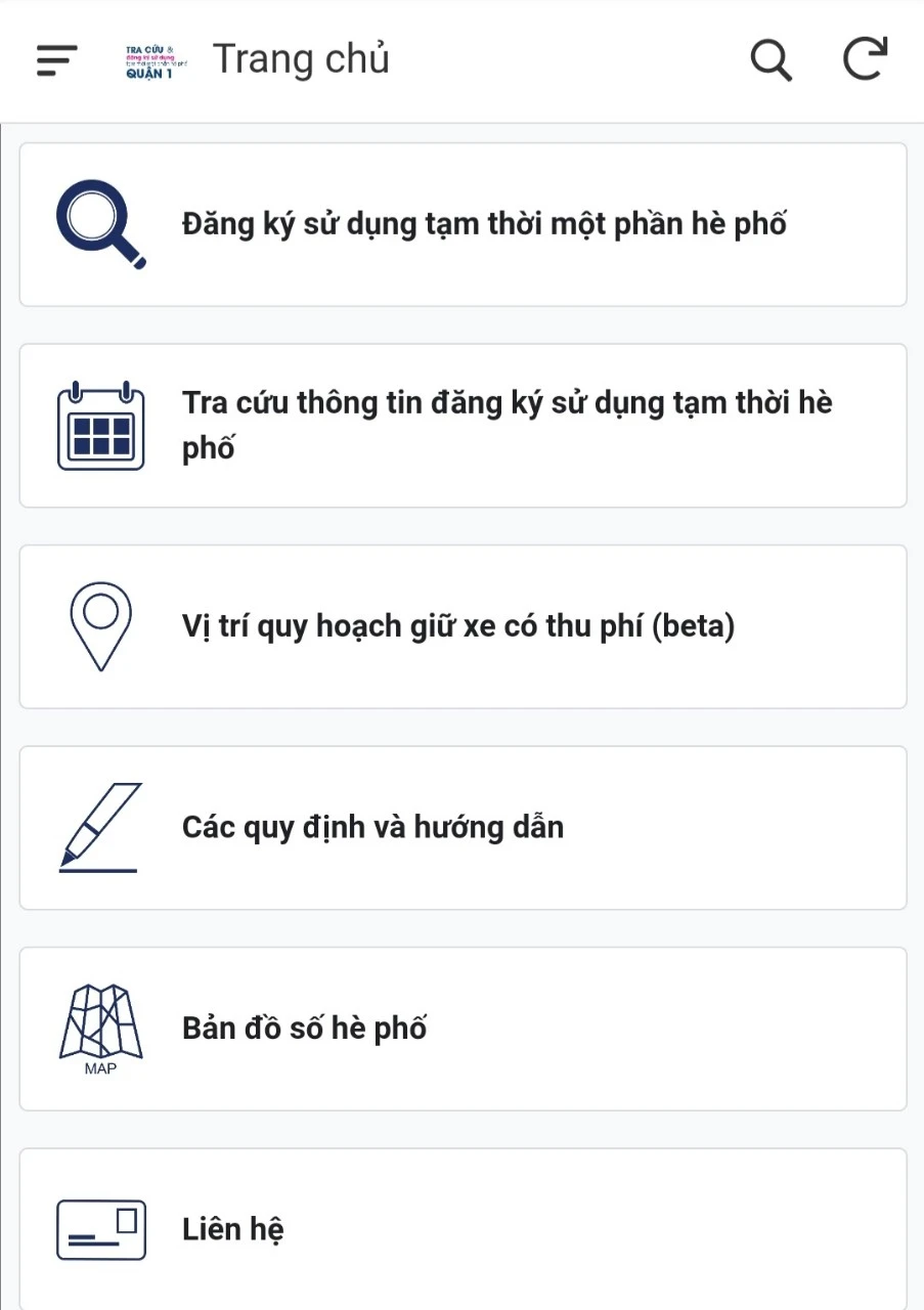 Phần mềm “Tra cứu và đăng ký sử dụng tạm thời hè phố quận 1 phan mem tra cuu.jpg