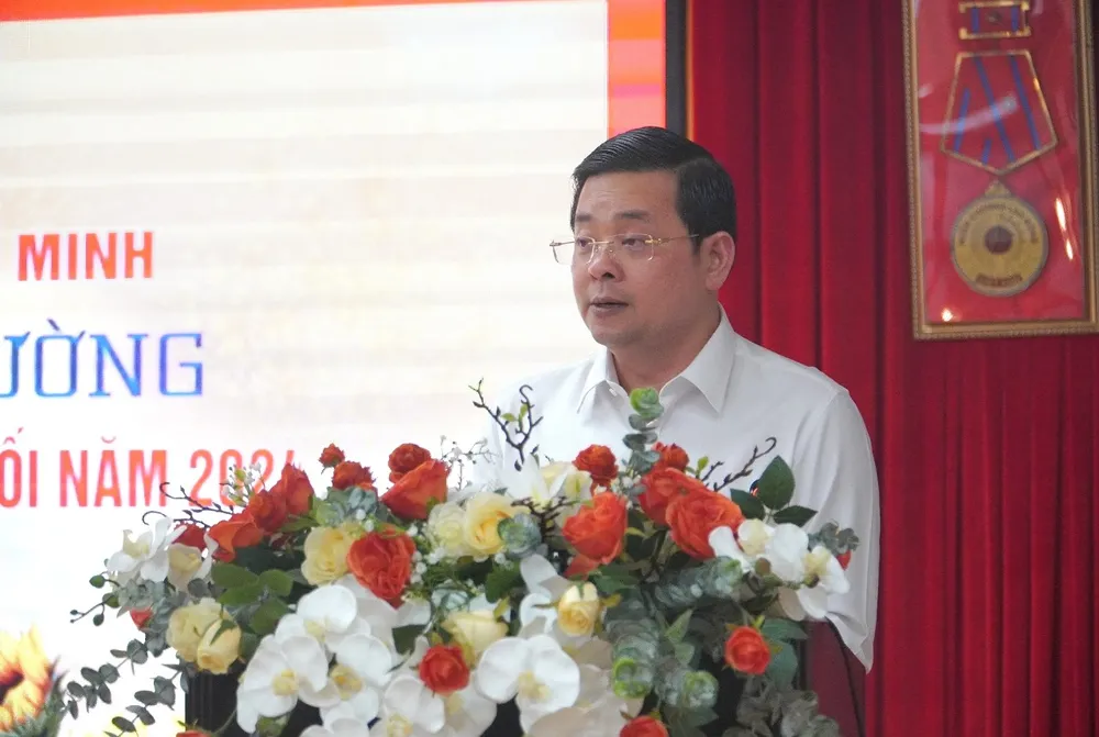 Ông Nguyễn Toàn Thắng, Giám đốc Sở TN&MT TP phát biểu tại hội nghị. Ảnh: NGUYỄN CHÂU luật đất đai 2024 ong nguyen toan thang.jpg