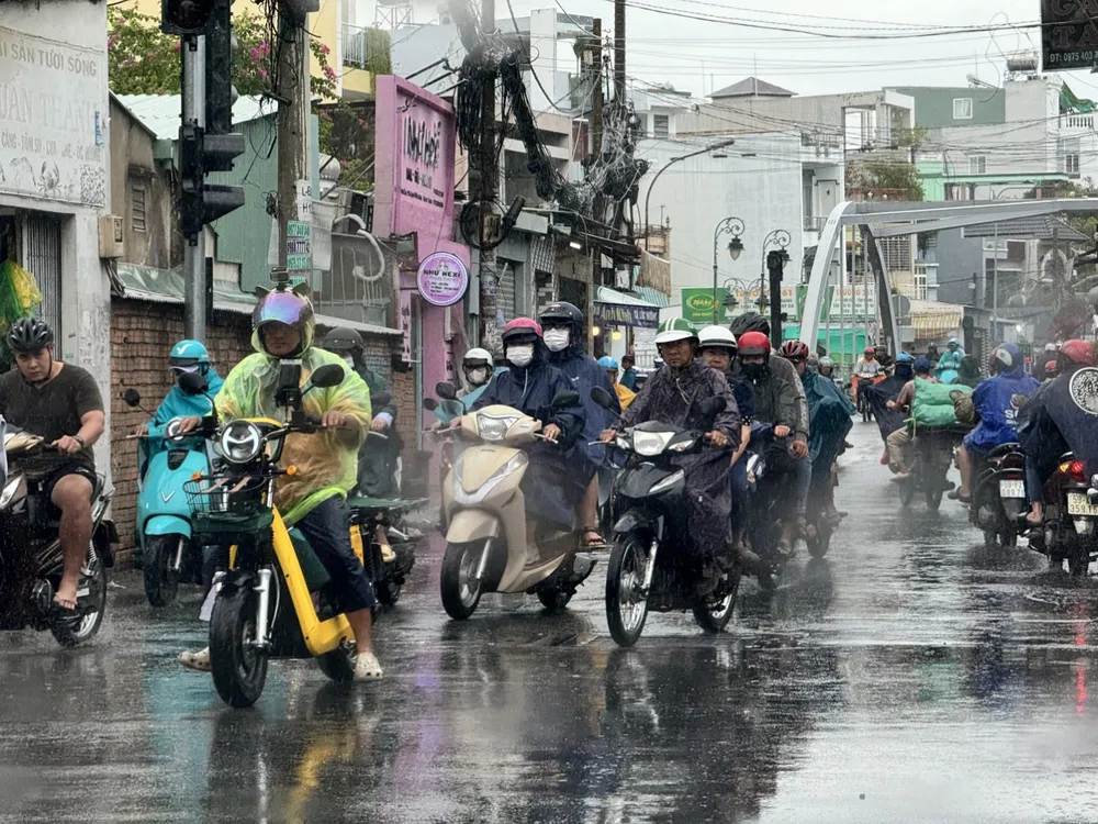 Mưa lớn xuất hiện chiều 14-7 nhiều nơi ở khu vực Nam Bộ. Ảnh: NGUYỄN CHÂU Mưa dông ở TP.HCM làm đổ nhiều cây xanh và tình hình mưa lớn sẽ tiếp tục diễn ra ở Nam Bộ