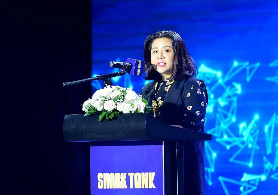 Bà Lê Hạnh, Tổng Giám đốc TVHub, Giám đốc Sản xuất Shark Tank Việt Nam phát biểu tại chương trình diễn đàn Shark Tank Forum 2022. Ảnh: VH