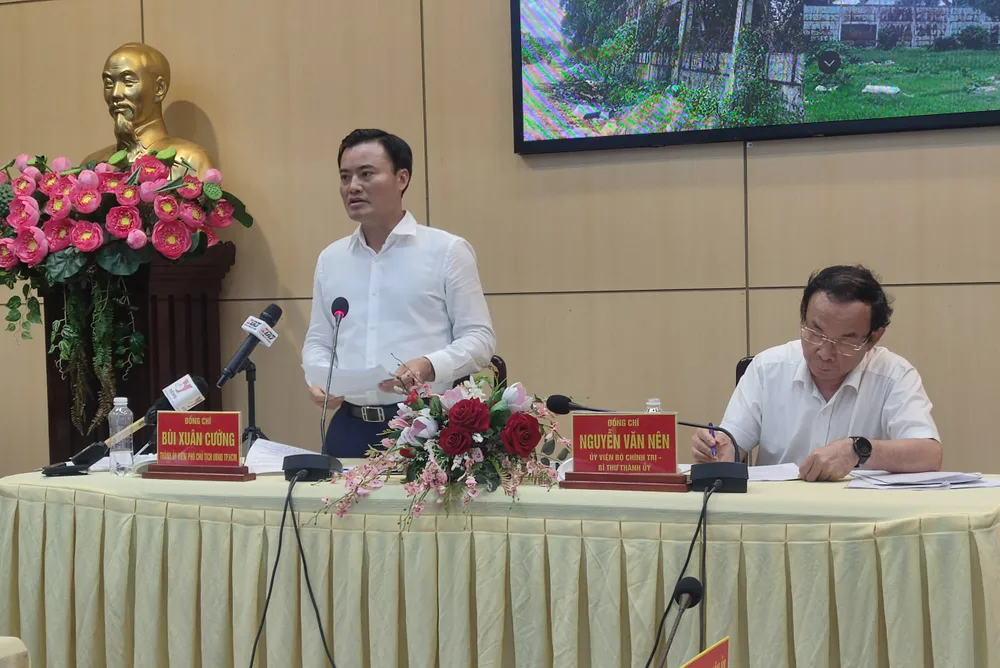 Ông Bùi Xuân Cường, Phó Chủ tịch UBND TP phát biểu tại buổi kiểm tra giám sát. Ảnh: NGUYỄN HIỀN