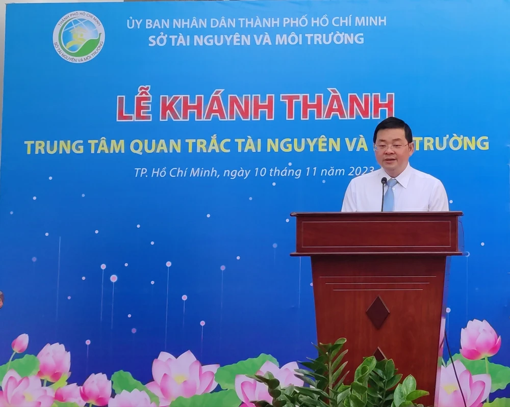 Ông Nguyễn Toàn Thắng, Giám đốc Sở TNMT TPHCM phát biểu tại Lễ khánh thành trung tâm. Ảnh: NGUYỄN HIỀN trung tam quan trac- TNMT_h2 (1).jpg
