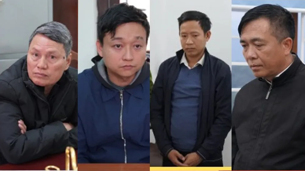 Nhóm cán bộ, nguyên cán bộ thông đồng, hợp thức hóa hồ sơ các gói thầu, nâng khống khối lượng thực hiện công trình. Ảnh: CA Khởi tố nhóm cán bộ ở Hòa Bình do lợi dụng chức vụ quyền hạn.png