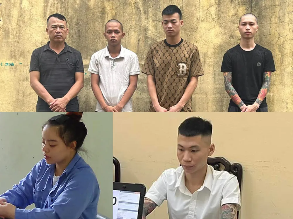 Nhóm nghi phạm trong vụ án mua bán thiếu nữ 13 tuổi làm nhân viên quán karaoke. Ảnh CA Thiếu nữ 13 tuổi bị bán qua tay nhiều người, nhiều nơi phục vụ quán karaoke.jpg