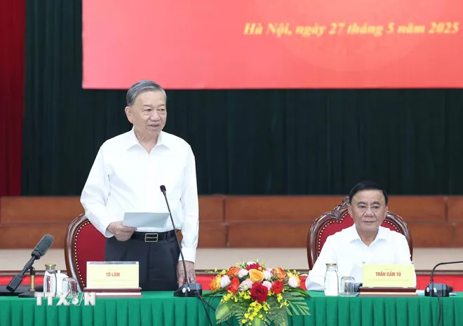 Tổng Bí Thư Tô Lâm phát biểu. Ảnh: TTXVN Tổng Bí thư: Khẩn trương chuẩn bị đại hội đảng bộ các cấp tiến tới Đại hội XIV của Đảng