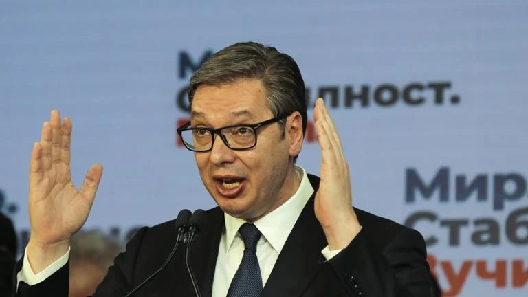 Tổng thống Serbia Aleksandar Vucic tại một sự kiện ở Belgrade, ngày 4-4. Ảnh: RT