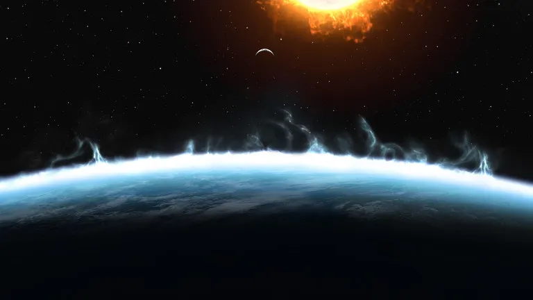 Hình mô phỏng tầng ozone của trái đất. Ảnh: RT Hình mô phỏng tầng ozone của trái đất. Ảnh: RT