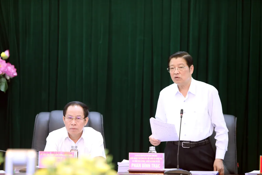 Uỷ viên Bộ Chính trị, Trưởng Ban Nội chính Trung ương Phan Đình Trạc phát biểu tại Hội nghị. Ảnh: Ban NCTW phan-dinh-trac-kiem-tra-hai-phong-1-3044-3009.jpg
