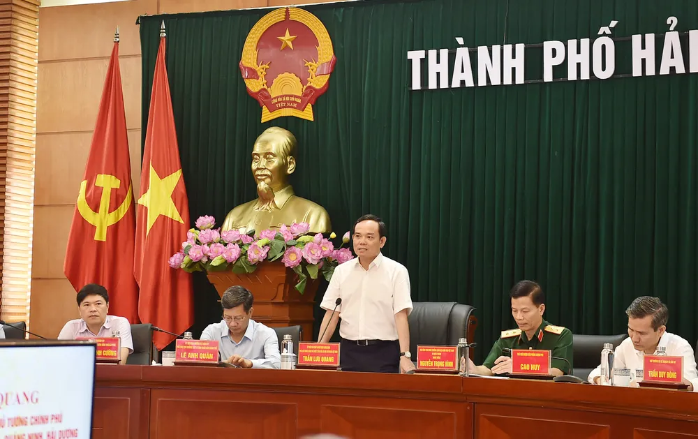 Phó Thủ tướng Trần Lưu Quang phát biểu kết luận hội nghị. Ảnh: ANH VŨ pho-thu-tuong-quang-lam-viec-3tinh.JPG