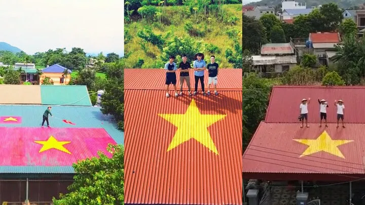 Trào lưu vẽ hình lá cờ Tổ quốc trên mái nhà đang nhận được sự chú ý trên mạng xã hội những ngày qua. thumb-11294124-1723532340684-1723532342101324304068.jpg