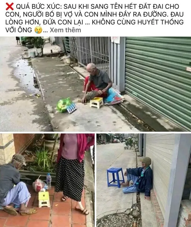 Bài đăng được chia sẻ nhiều trên mạng xã hội về cụ ông ngoài 70 tuổi giữa nắng nóng phải sống ngoài vỉa hè