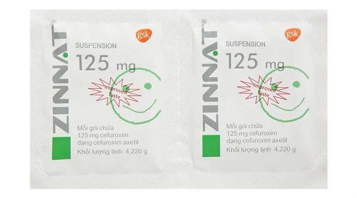 Thuốc thuốc kháng sinh cốm pha hỗn dịch uống Zinnat Suspension 125mg. Ảnh: MH