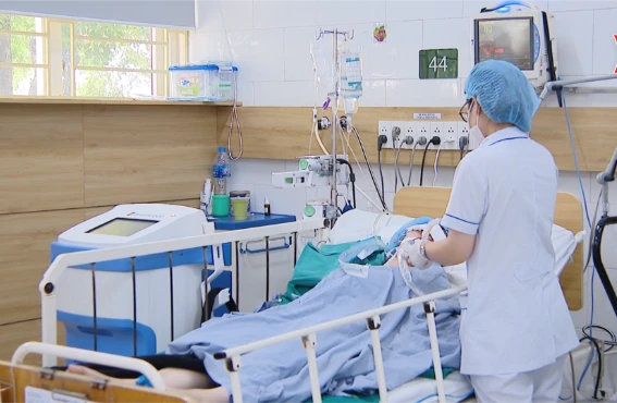 Bệnh nhân nằm tại Trung tâm chống độc, BV Bạch Mai. Ảnh: Dương Hải