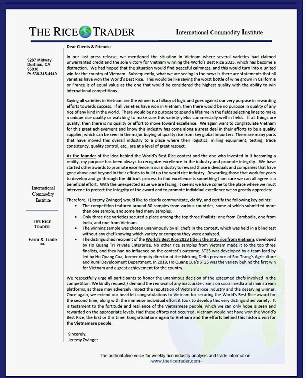 gạo ngon nhất thế giới