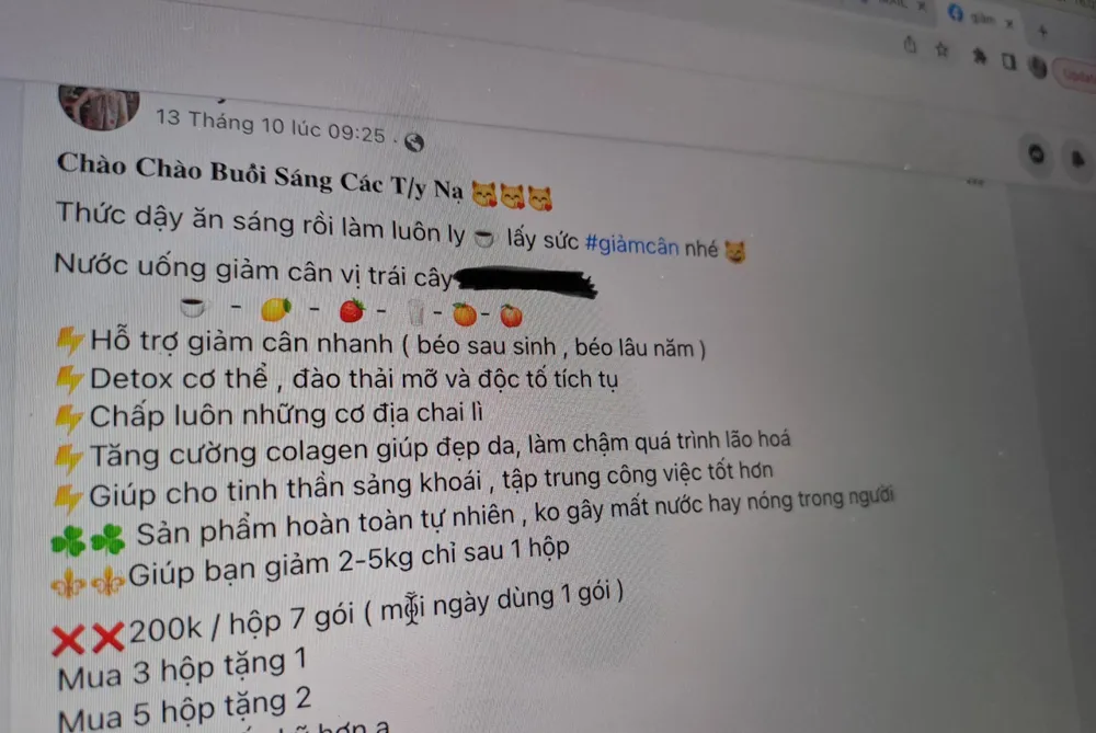 Nhiều loại thức uống dạng thực phẩm chức năng được giới thiệu có công dụng giảm cân nhanh chóng. ẢNH CHỤP MÀN HÌNH Nhiều loại thức uống dạng thực phẩm chức năng được giới thiệu có công dụng giảm cân nhanh chóng. ẢNH CHỤP MÀN HÌNH