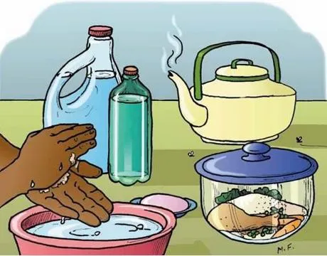 Quá trình sơ chế, nấu nướng không đảm bảo an toàn thực phẩm... cũng là nguyên nhân khiến thực phẩm bị nhiễm tụ cầu. Ảnh: Cartoon