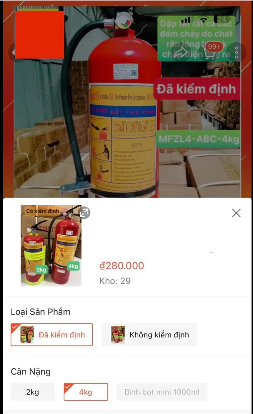 Bình chữa cháy đang loạn giá trên sàn thương mại điện tử. Thiết bị phòng cháy chữa cháy