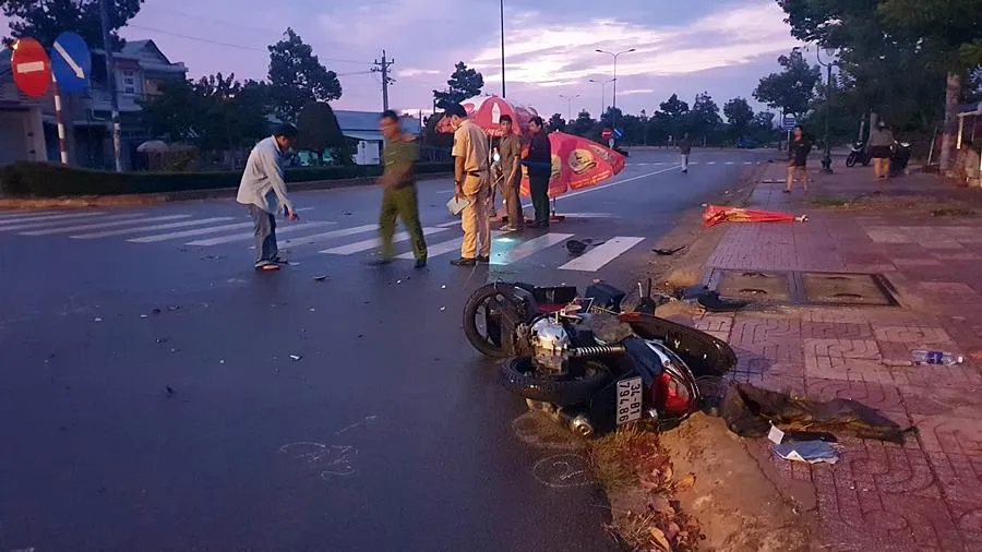 Hiện trường vụ tai nạn. Ảnh PĐ. Hiện trường vụ tai nạn. Ảnh PĐ.