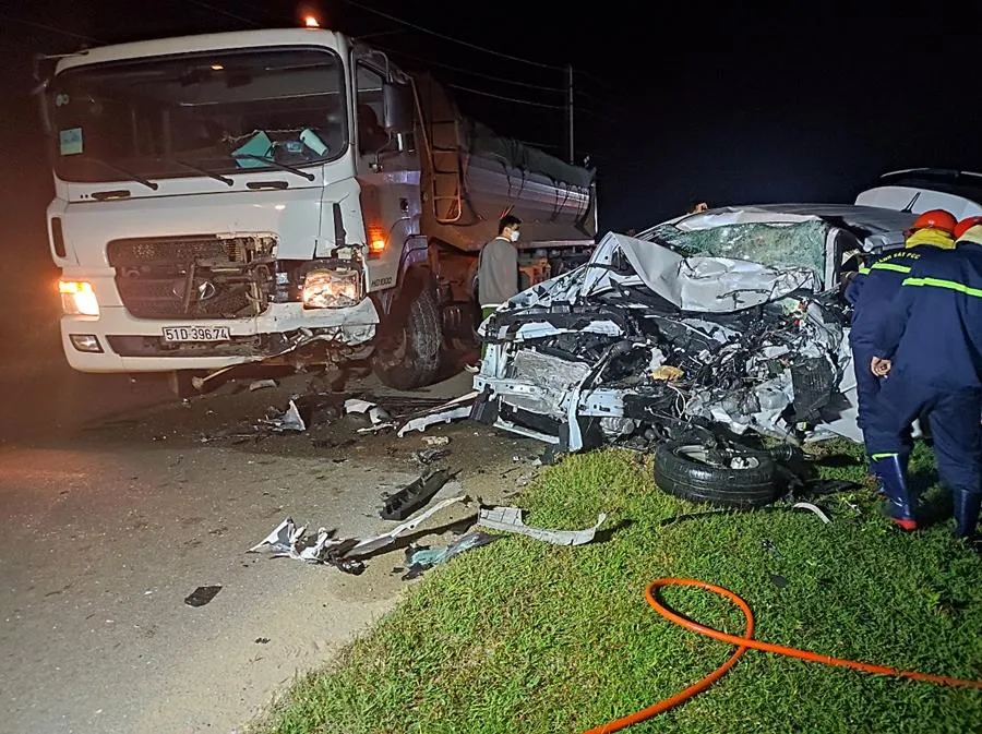 Hiện trường vụ tai nạn. Ảnh: PĐ Hiện trường vụ tai nạn. Ảnh: PĐ