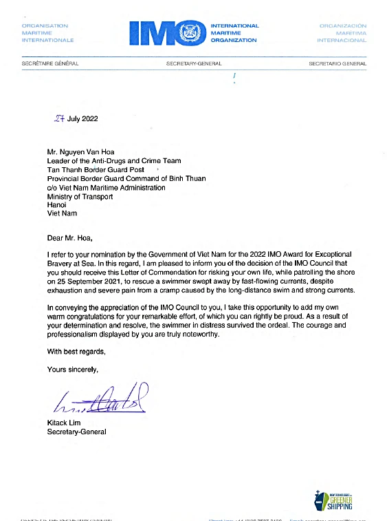 Nội dung bức thư của Tổng thư ký IMO