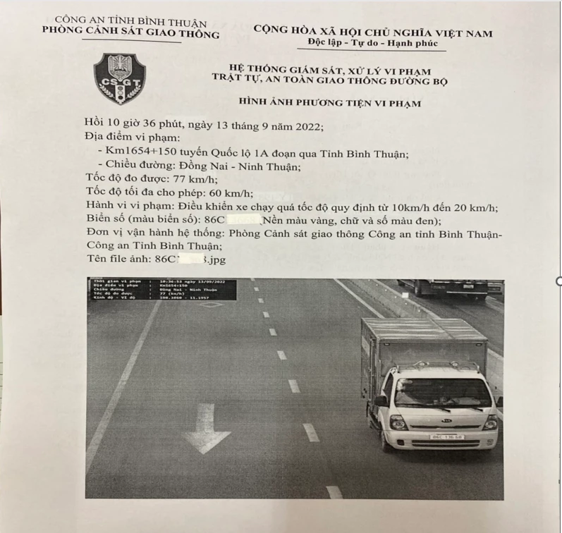 Thông báo của CSGT Công an Bình Thuận.