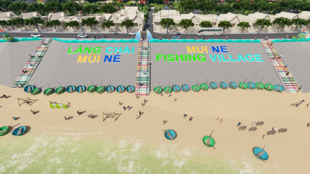 Lối xuống bãi biển làng chài Mũi Né theo thiết kế. Lối xuống bãi biển làng chài Mũi Né theo thiết kế.