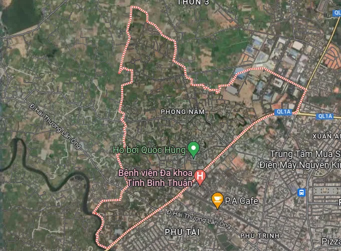 Địa giới hành chính xã Phong Nẫm. Ảnh GOOGLE MAP.