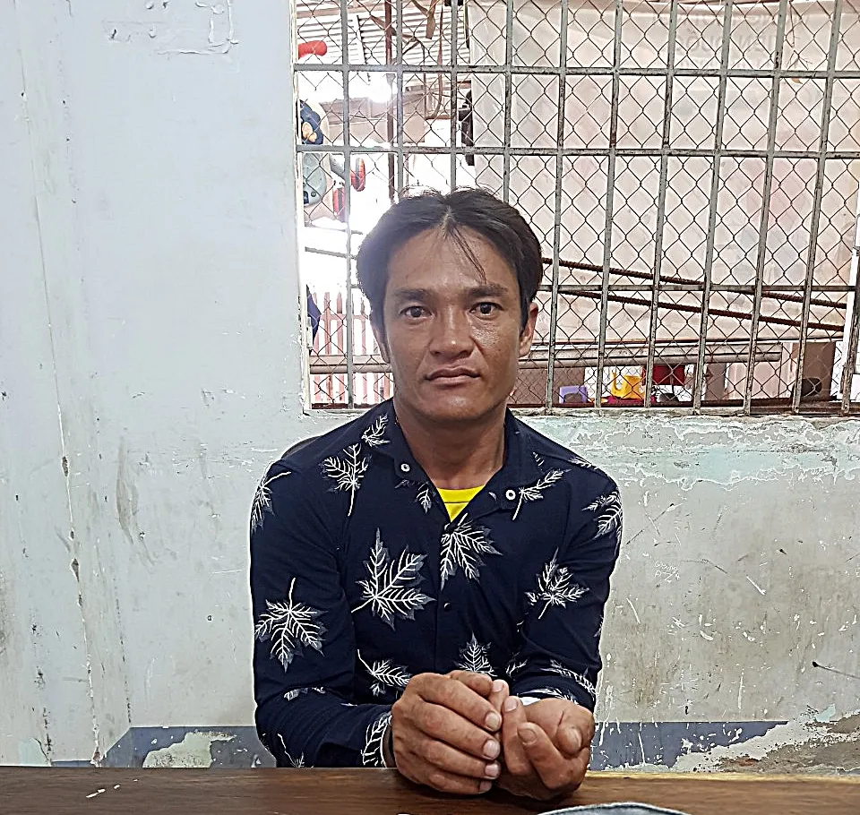 Lê Phi Quậy lúc vừa bị bắt giữ. Ảnh PP.