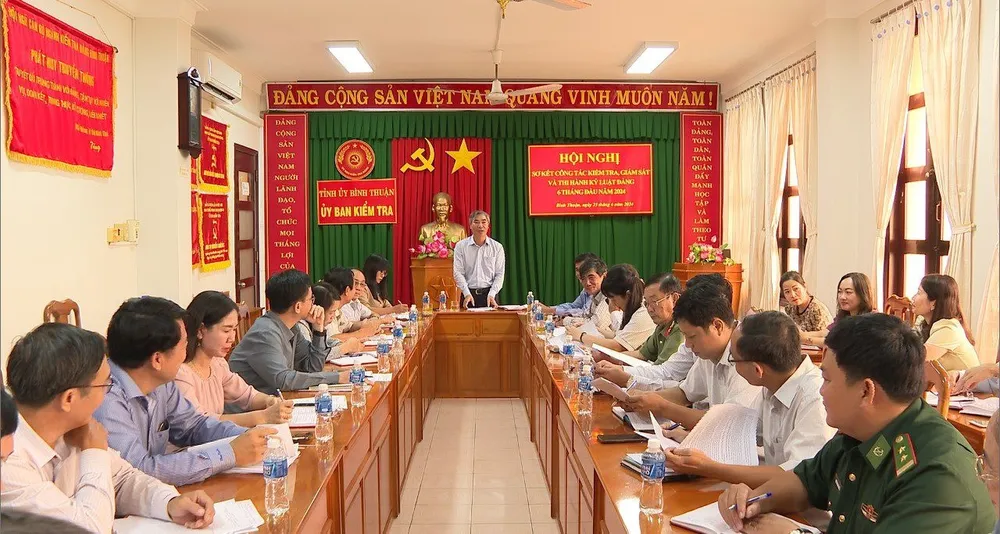 Quang cảnh Hội nghị của Uỷ ban Kiểm tra Tỉnh ủy Bình Thuận. Ảnh BBT. Uỷ ban Kiểm tra