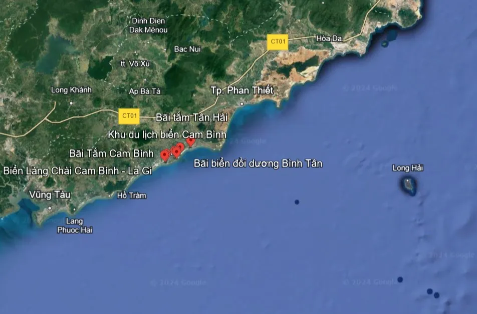 Vùng biển La Gi, Bình Thuận. rơi xuống biển