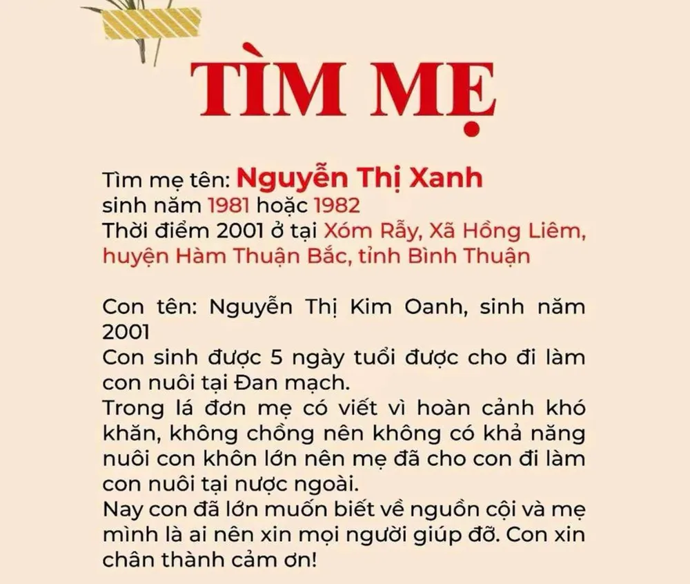 Chỉ chưa đầy 1 giờ đưa thông tin lên Facebook, cô gái người đan Mạch đã tìm được mẹ ruột. tìm được mẹ
