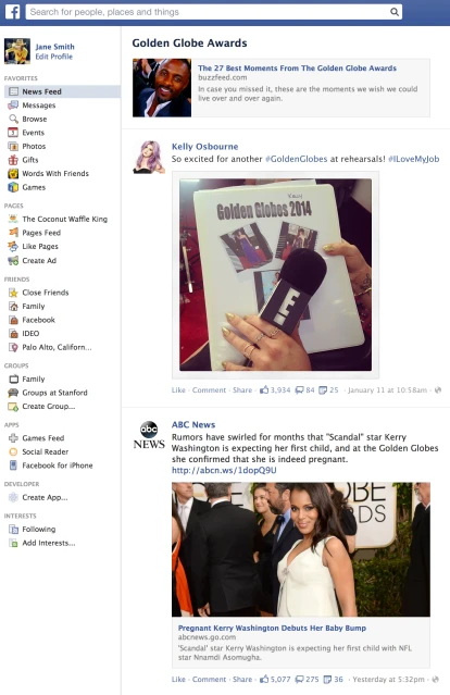 Giao diện khi nhấp chuột vào một chủ đề của Facebook "Trend".